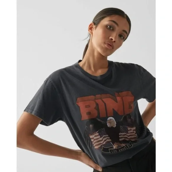 ANINE BING Vintage Eagle Organic Cotton T-Shirt Faded Wash Black NEW with tags - Picture 7 of 8